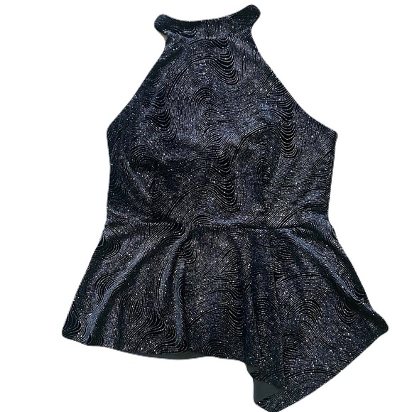 Eclipse Formal Black Sparkle High-Neck Sleeveless Halter Top - Women’s Medium - Picture 2 of 10